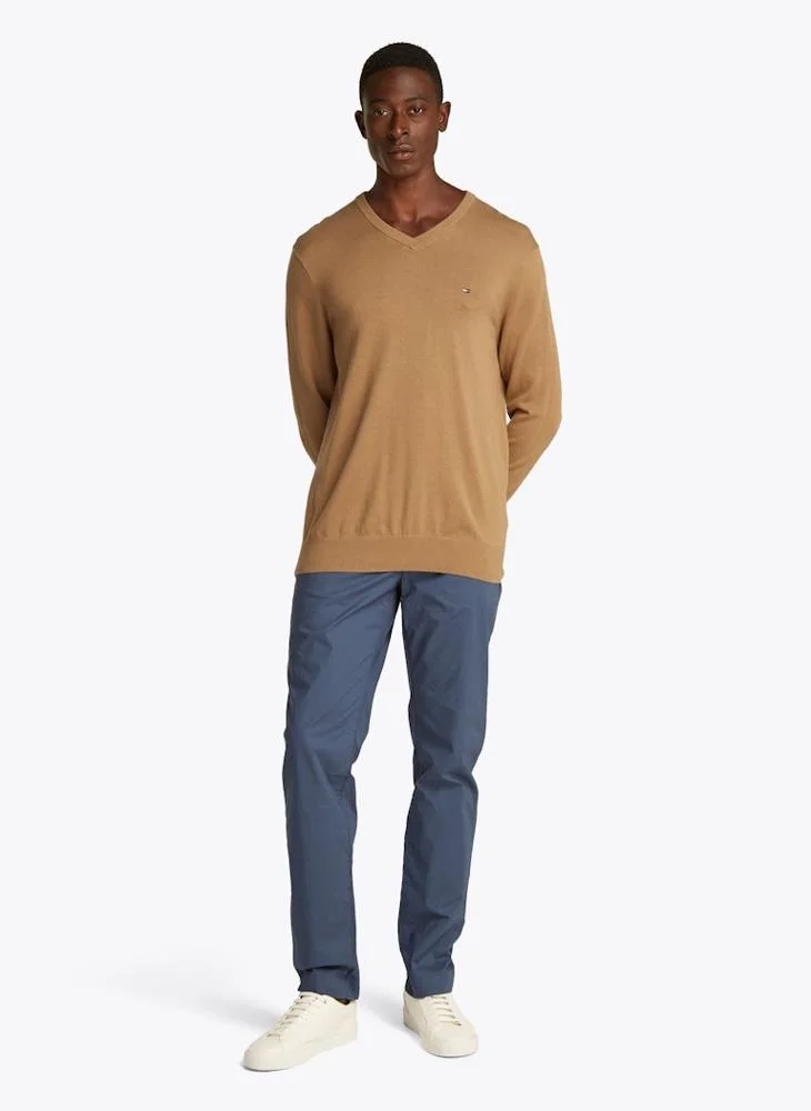 Tommy Hilfiger  Flag Embroidery V-Neck Jumper for Men | Best Price UAE